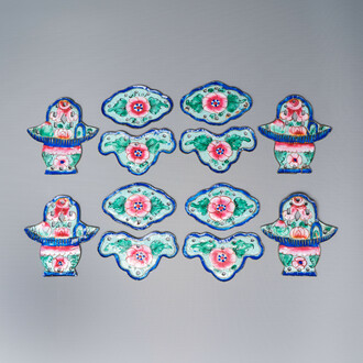 12 Chinese Canton enamel hanging ornaments, 18/19th C.