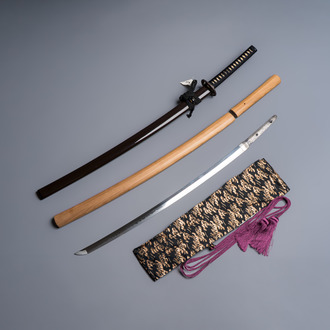 A Japanese katana, signed Ishidō Teruhide saku, with koshirae and shirasaya, Shōwa, 20th C.
