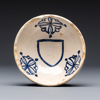 A blue and white Hispano-Moresque pottery bowl, Manises or Paterna, Spain, 15th C.