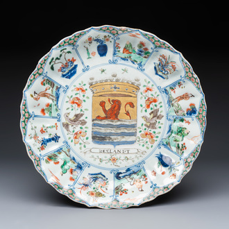 A Chinese famille verte armorial 'Provinces' dish with the arms of Zeelandt, Kangxi