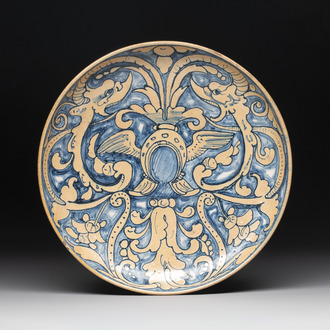 An Italian maiolica heraldic dish, Gubbio, 19th C.