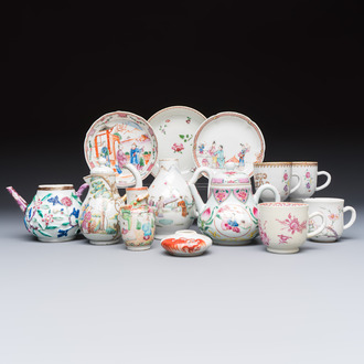 A varied collection of 13 Chinese famille rose wares, Yongzheng and later