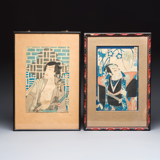Toyohara Kunichika (1835-1900): two woodblock prints, Japan, Meiji, 19th C.