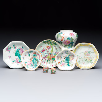 Eight Chinese famille rose wares, 19/20th C.