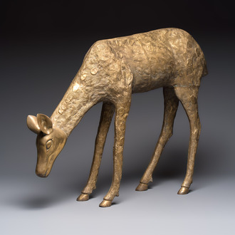 A very large brass sculpture of a deer, Hollywood Regency, 20th C.