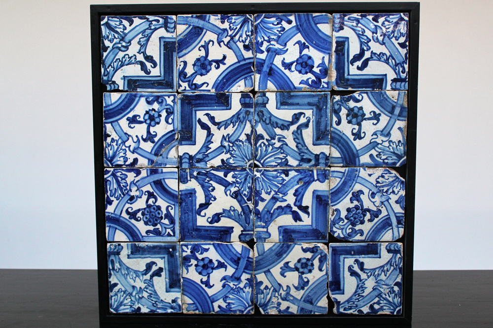 Panneau de 16 carreaux portugais 17e