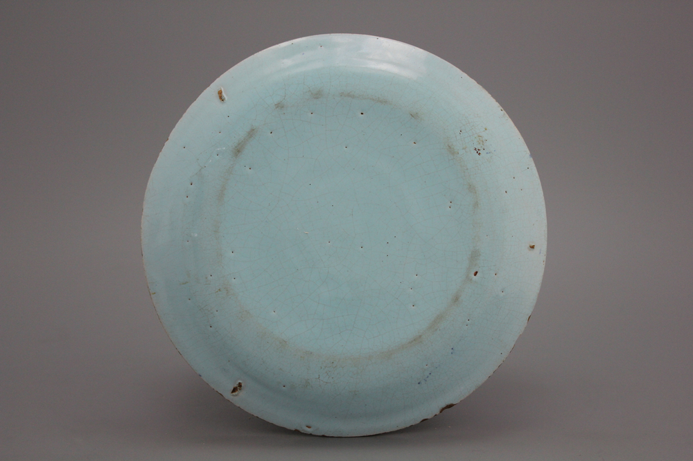 A blue ground N&uuml;rnberg biblical plate, 18th C.