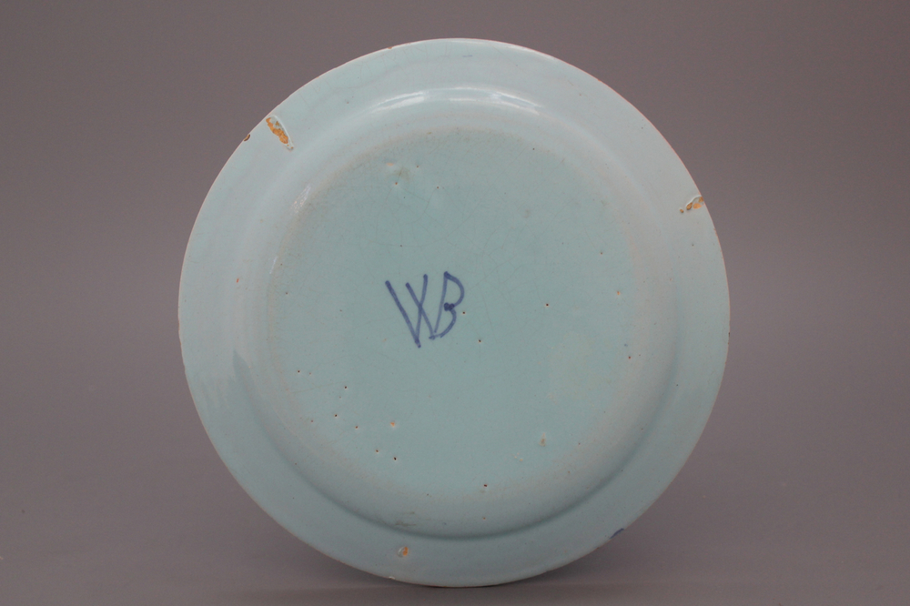 A blue ground N&uuml;rnberg biblical plate, 18th C.