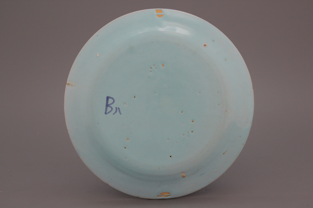 A blue ground N&uuml;rnberg biblical plate, 18th C.