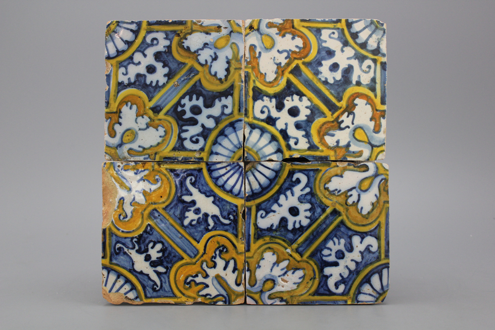 Ensemble de 4 carreaux portugais, 17e