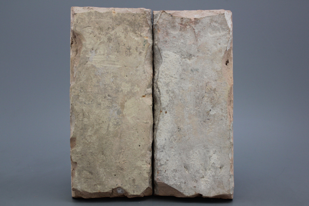 A pair of Seville ceiling tiles with scallop shells, 16th C.