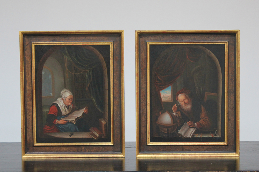 Paire de portraits hollandais "en pendant", huile sur toile, 17e