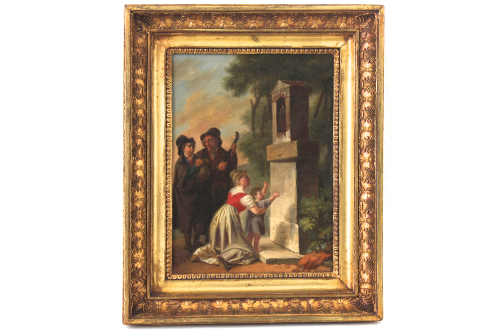 "Chapelle avec musiciens", Ecole romantique, d&eacute;but 19e