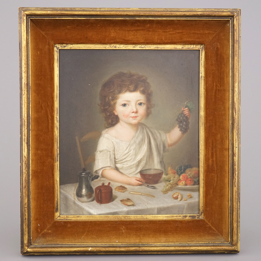 "Portrait d'un gar&ccedil;on au petit-d&eacute;jeuner", p&eacute;riode Regency, 18e-19e