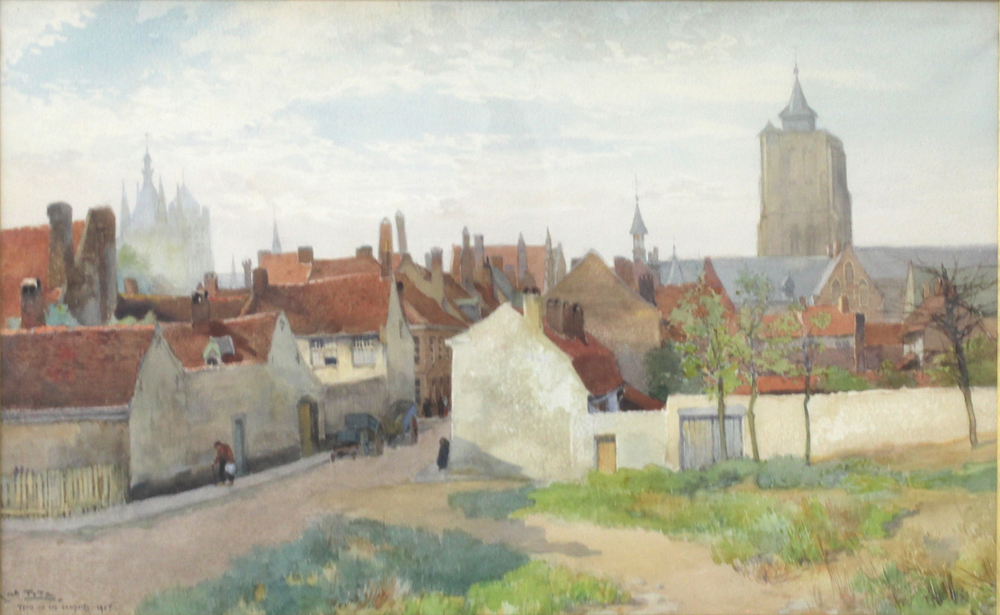 Louis Titz (1859-1932), "Ypres des remparts", dated 1905