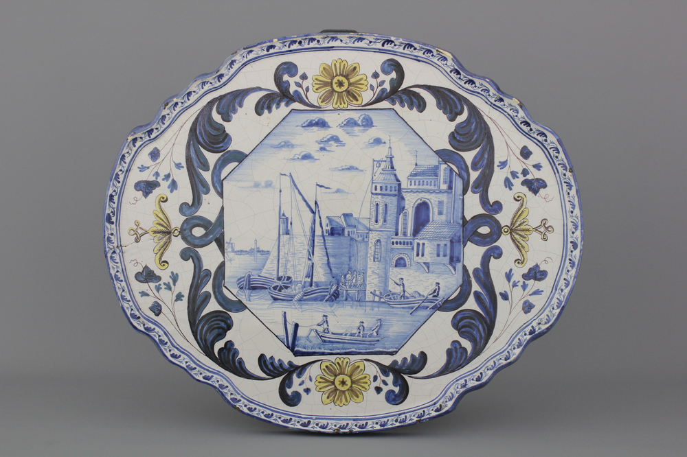 Plaquette impressionante topographique, la Frise, Makkum Delft, 19e