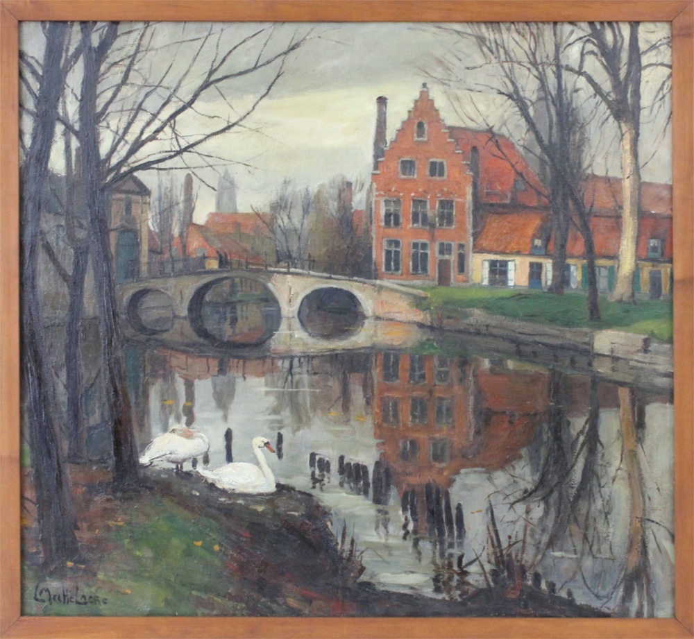 Leo Mechelaere (1880-1964), "Vue sur l'Entr&eacute;e du B&eacute;guinage de Bruges"