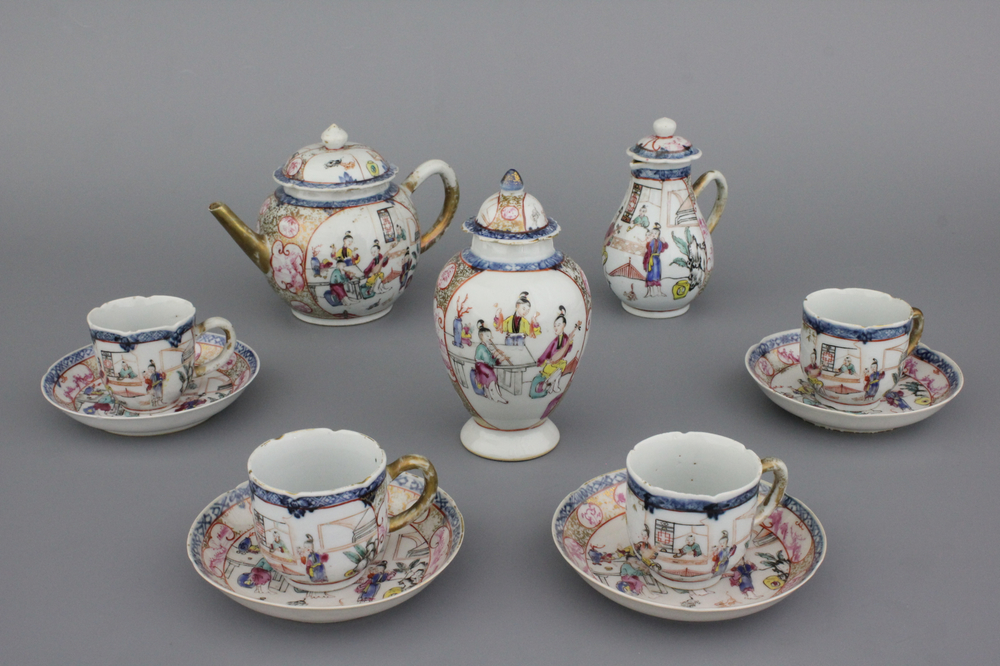 A Chinese porcelain famille rose part tea service, Qianlong, 18th C.