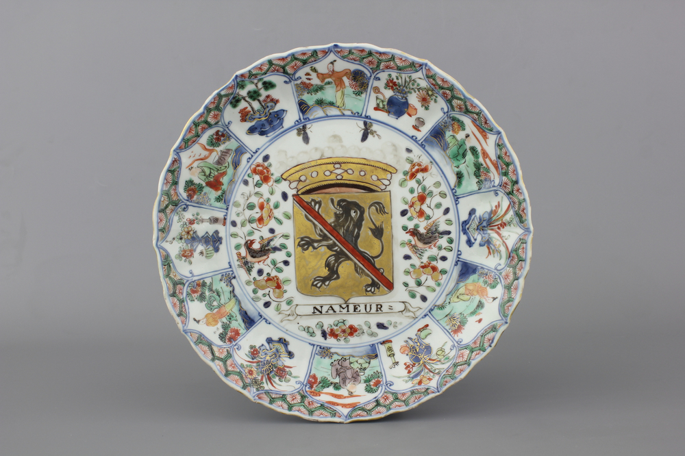 A Chinese porcelain famille verte "Provinces" plate, Kangxi or Yongzheng, ca. 1720