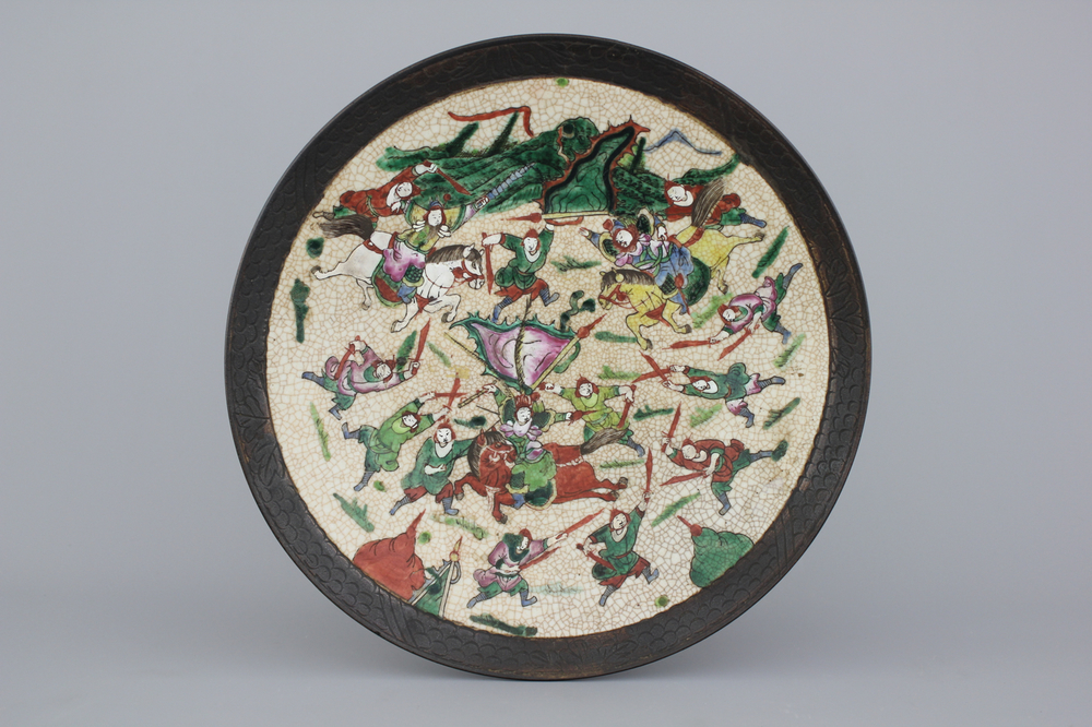 Schotel in Chinees porselein, famille verte, Nanking, 19e eeuw