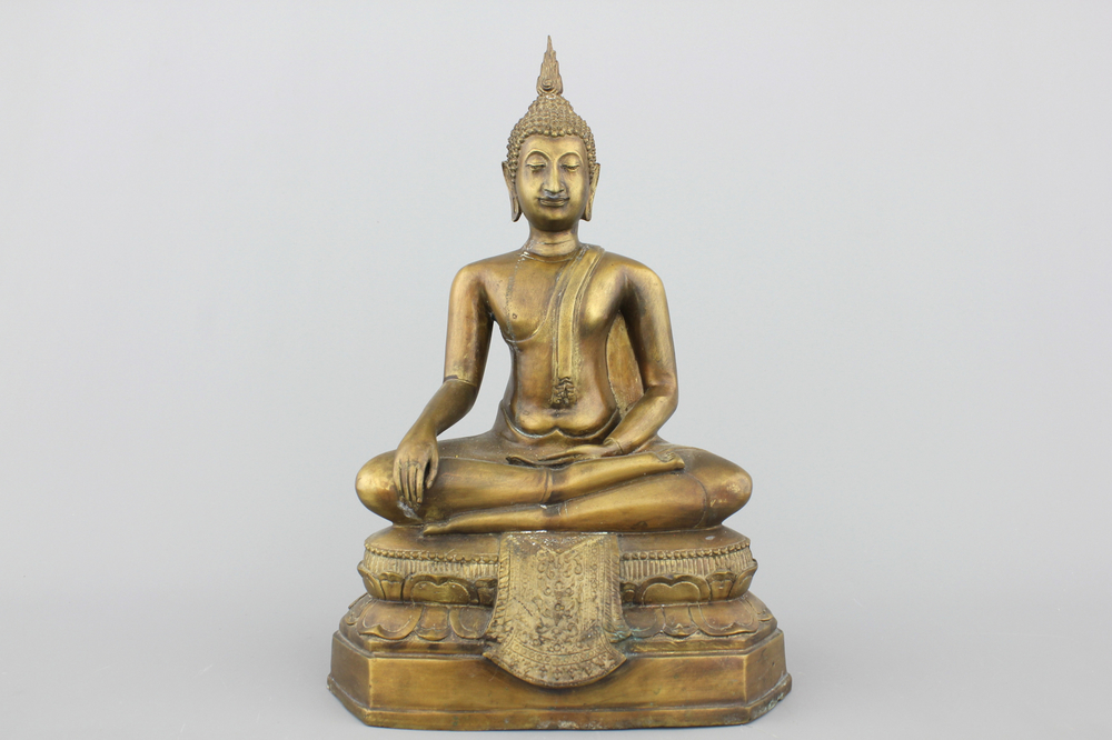 Bouddha tha&iuml; en bronze, 19e-20e