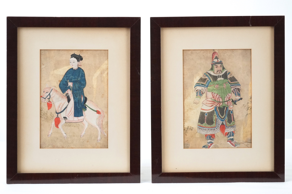 Paire de portraits chinois, encadr&eacute;e, 19e ou plust&ocirc;t
