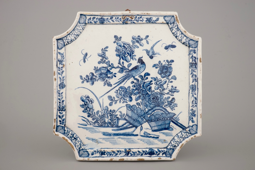 A square Dutch Delft plaque ca. 1740