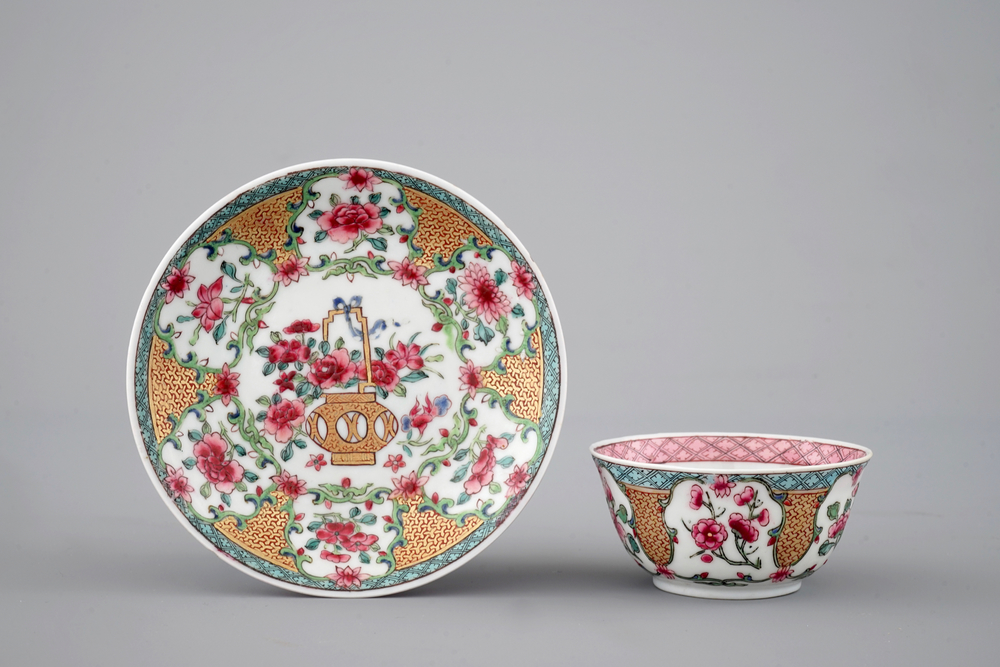 A ruby back semi-eggshell porcelain cup and saucer, Yongzheng