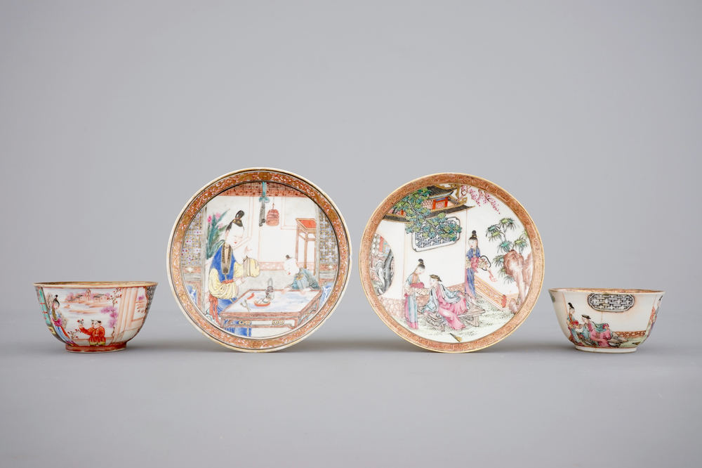 Deux tasses et soucoupes en porcelaine de Chine, &eacute;poque Yongzheng, 1722-1735