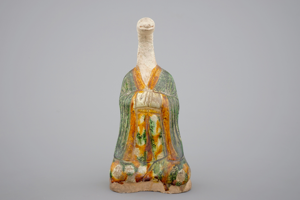 A Chinese Sancai pottery zodiac figure, presumably Ming Dynasty