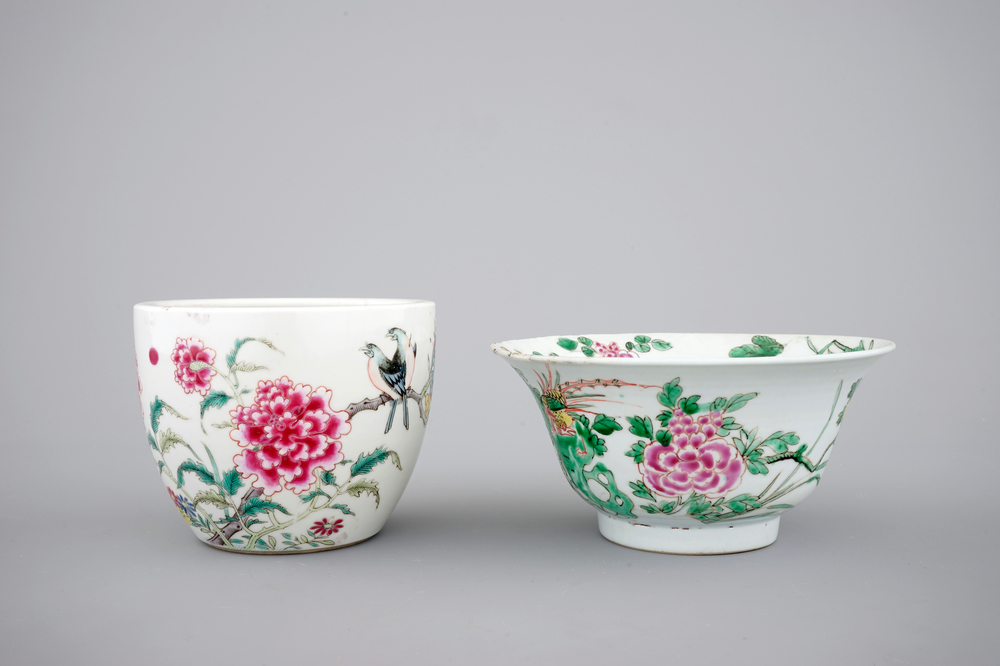 Two Chinese famille rose porcelain bowls, 18/19th C