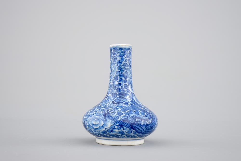 A small Chinese blue and white dragon vase, Yongzheng mark and of the period, 1722-1735