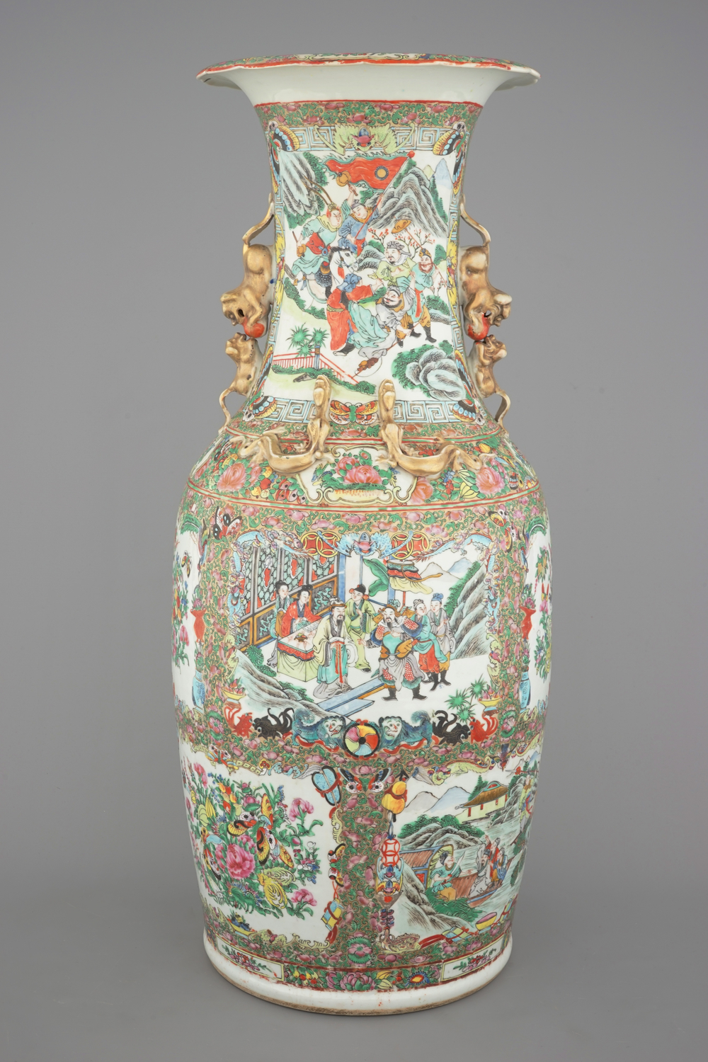 A very tall Canton famille rose palace vase, 19th C.