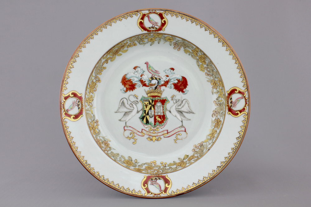 A very fine Chinese porcelain armorial plate, 18th C.