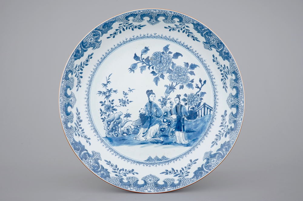 A massive Chinese blue and white deep round dish, Qianlong, 18th C.