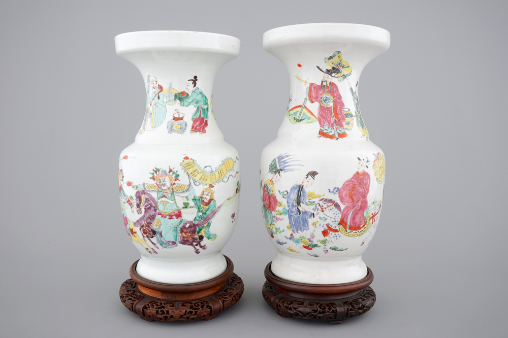 Two Chinese porcelain famille rose vases, probably Yongzheng, 1722-1735