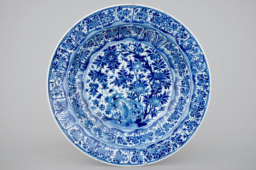 A large Chinese blue and white deep dish, Kangxi, ca. 1700