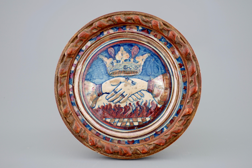 Un centre d'un plat en majolique italienne lustr&eacute;e, Gubbio, Maestro Giorgio, 16&egrave;me