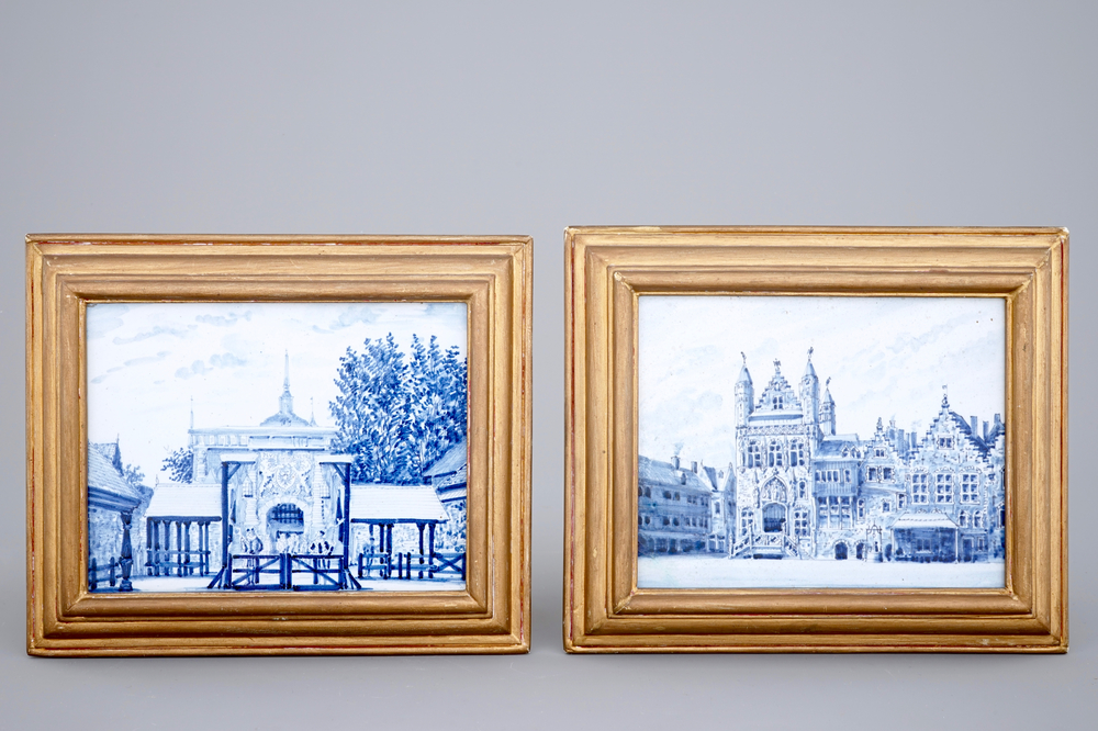 Deux plaques aux vues topographiques, Makkum, 19&egrave;me
