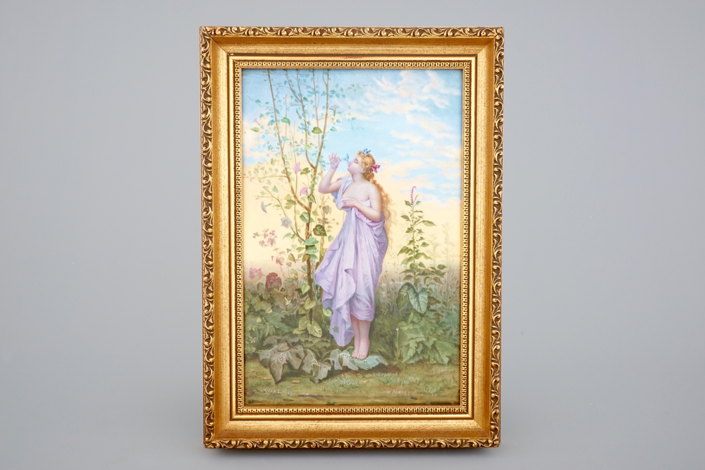 A S&egrave;vres plaque after Jean-Louis Hamon: Aurora, signed Lievrat, 19th C.