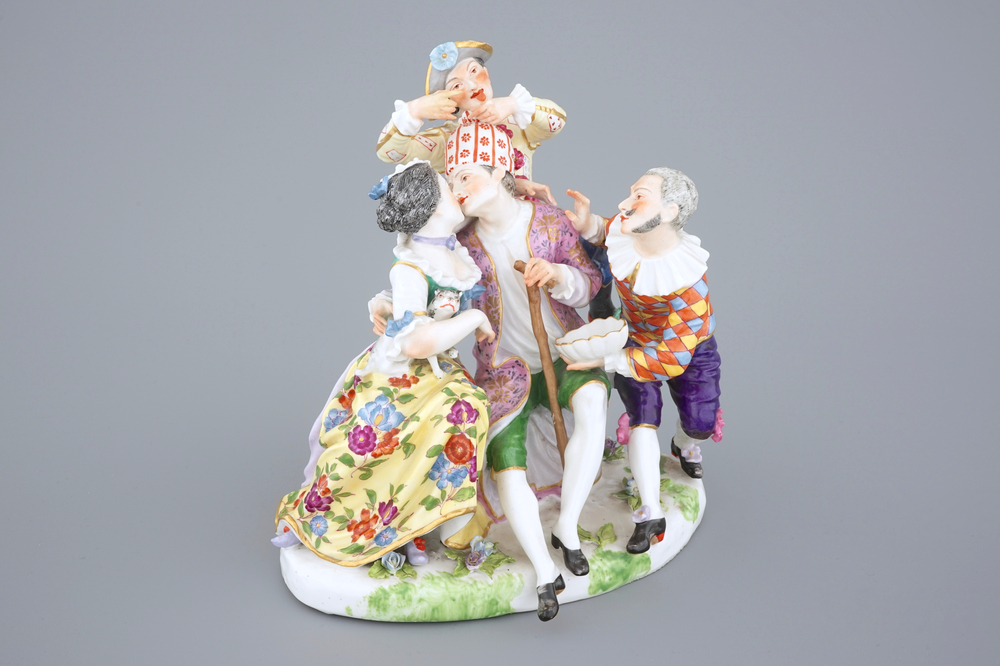 A romantic porcelain group in the Meissen style, Samson, Paris, 19th C.