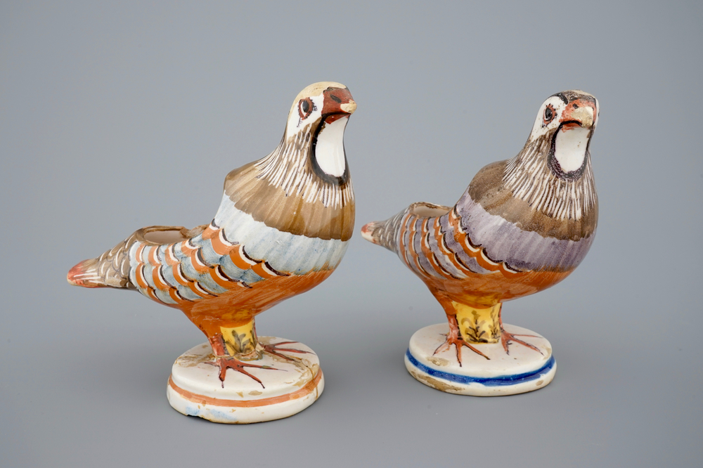A pair of Spanish bird-shaped tureens, Alcora, 18th C.