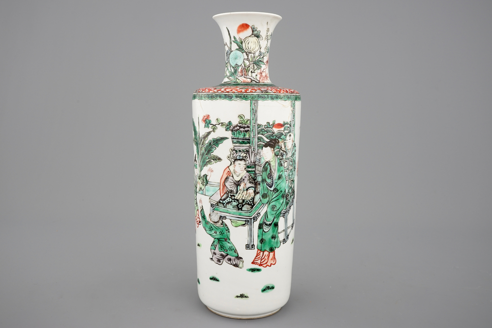 A fine Chinese famille verte porcelain vase, 19th C.