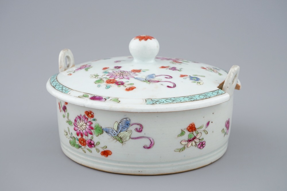 Een Chinees famille rose botervlootje, Qianlong, 18e eeuw