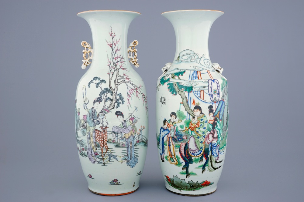 Two Chinese famille rose vases, 19/20th C.