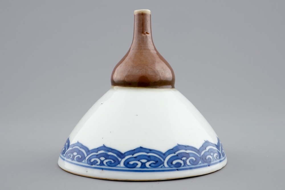 A Chinese blue and white and capuchin funnel, Kangxi