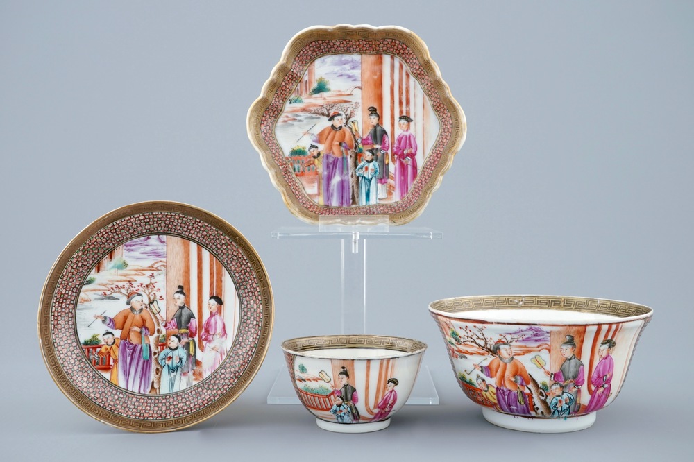 Een groep fijn Chinees exportporselein met mandarijns decor, Qianlong