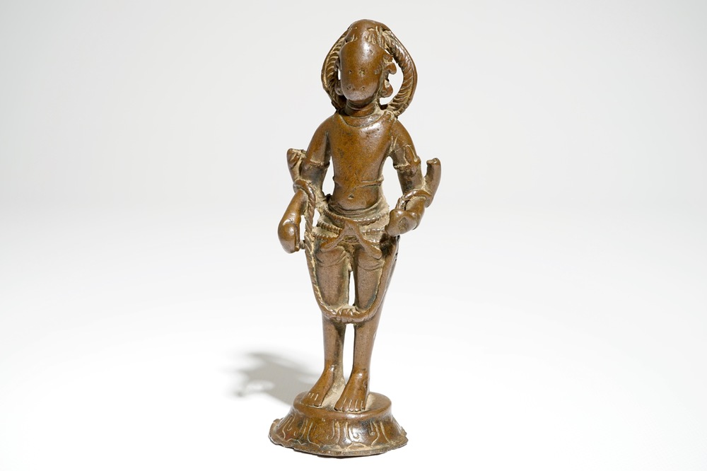 A bronze pilgrimage figure, Northern India, 10-12th C.