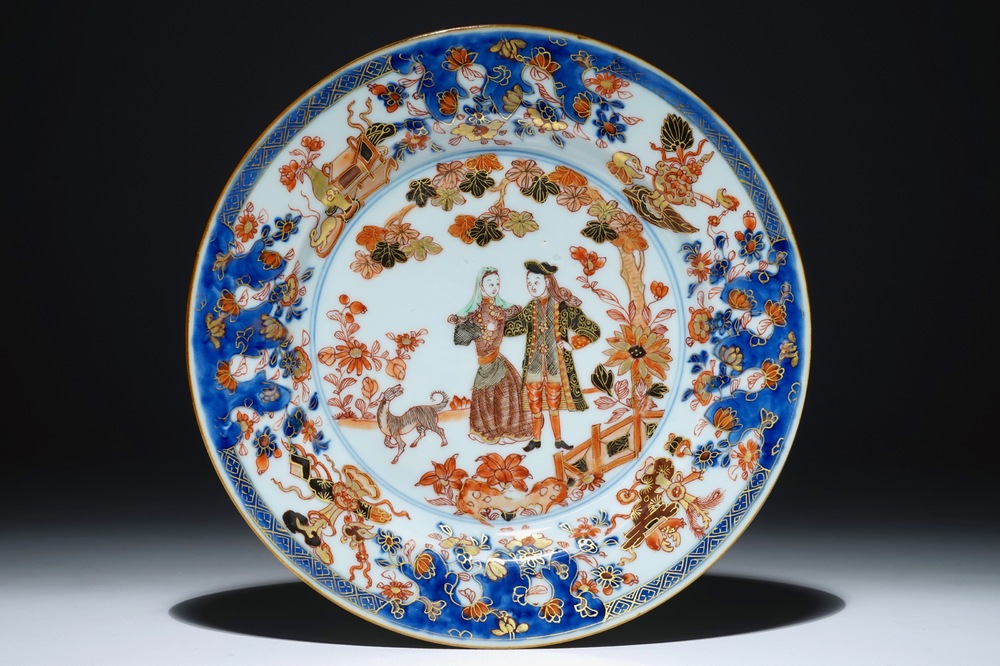 A Chinese verte-imari "Governor Duff" plate, Yongzheng