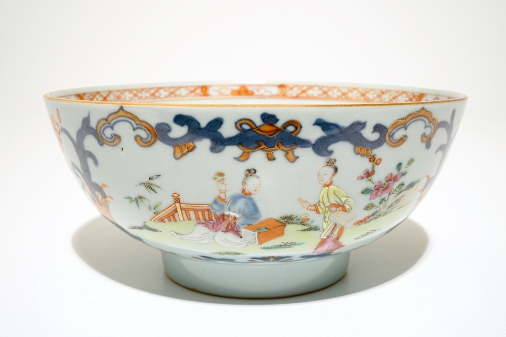 Un bol en porcelaine de Chine rose-imari aux "longues dames", Qianlong